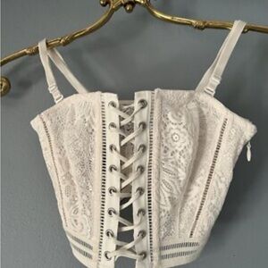 Victoria's Secret Lace-Up White Crop Top